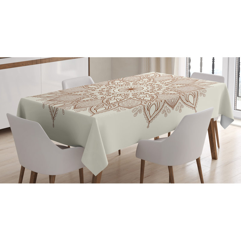Mandala Ethnic Lace Circle Ornate Tablecloth, 90" L x 60" W
