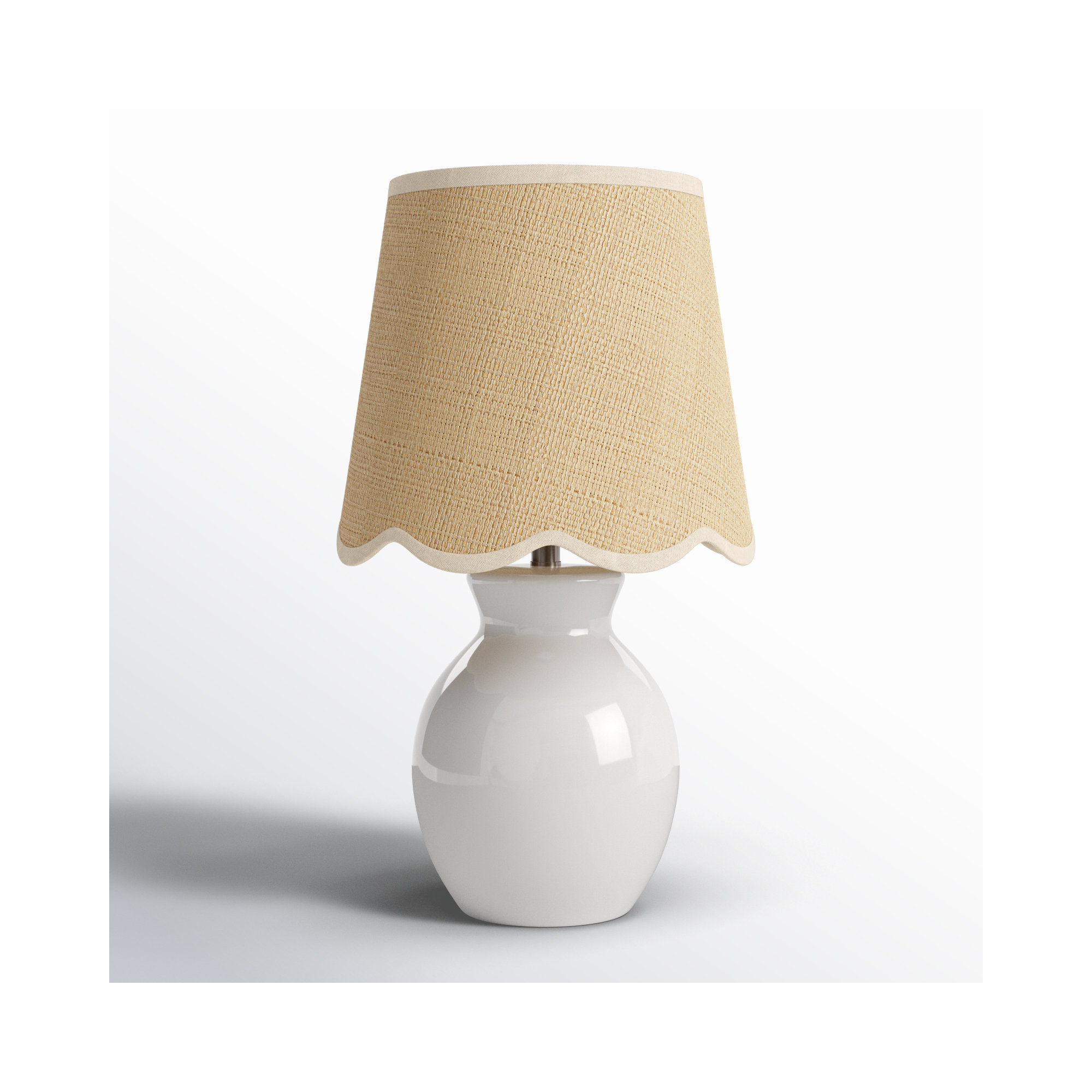 Momsen Scallop Shade Lamp, 15"" H x 8"" W x 8"" D, Natural, White