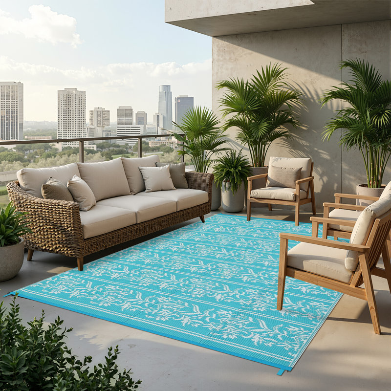 Area Rugs Waterproof Reversible Outdoor Rug UV & Mark Resistant Patio Carpet for RV, Camping, Picnic, Deck, Backyard