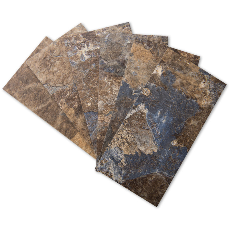 Carrelage style métro en pierre naturelle 3 po x 6 po (ensemble de 102), Bleu/brun