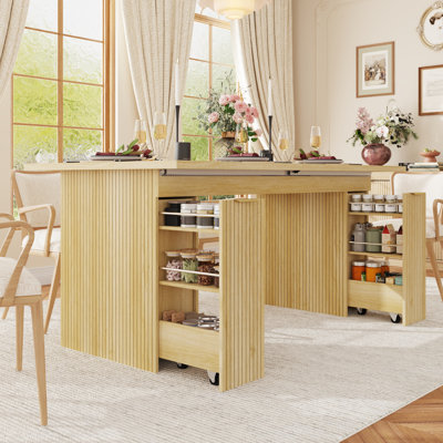 Table de salle à manger extensible de 180 à 240 cm pour 6 à 12 personnes, table de cuisine extra longue de style campagnard en bois avec tiroirs de rangement et pieds robustes.