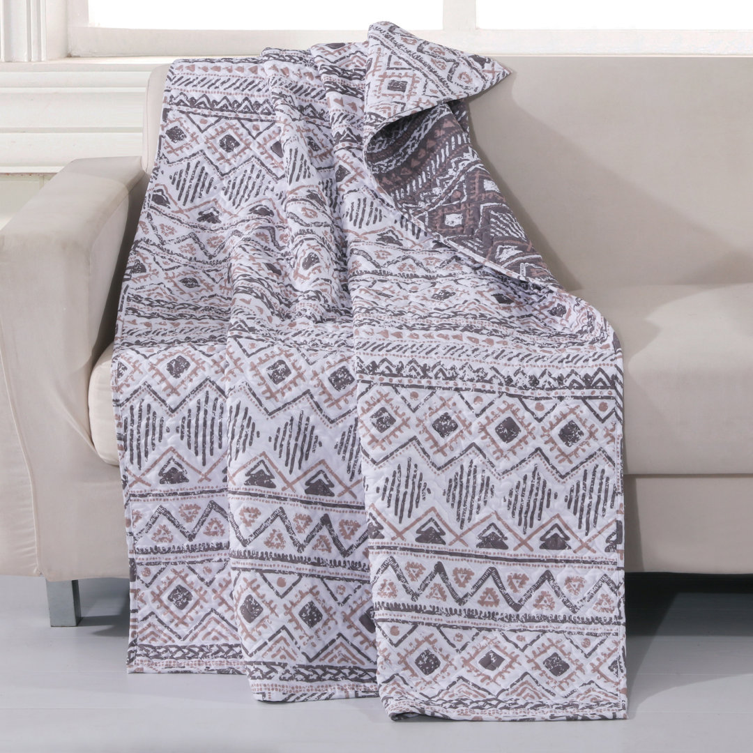 Denmark Hygee Geo Quilted Reversible Throw Barefoot Bungalow