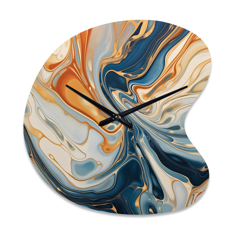 Bleu sarcelle, turquoise, symphonie turquoise - horloge murale asymétrique abstraite, horloge murale, Grand