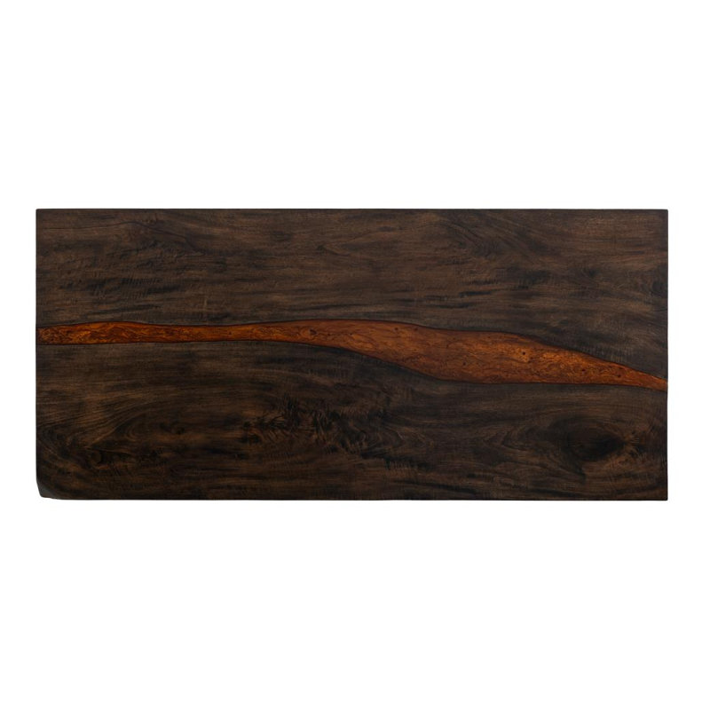 Table rectangulaire à double piédestal, brun