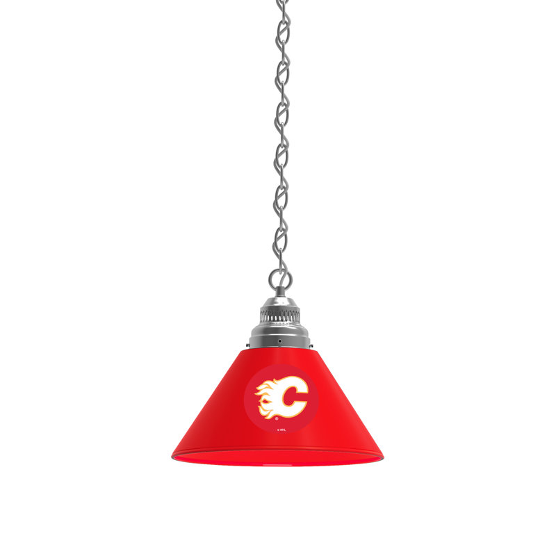 Luminaire suspendu conique 1 lumière NHL, Chrome, Calgary Flames