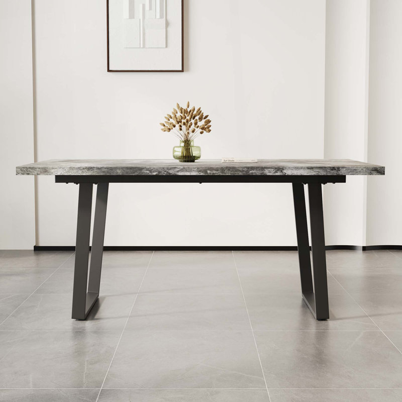 Table de salle à manger rectangulaire en panneau de fibres à densité moyenne, Gris