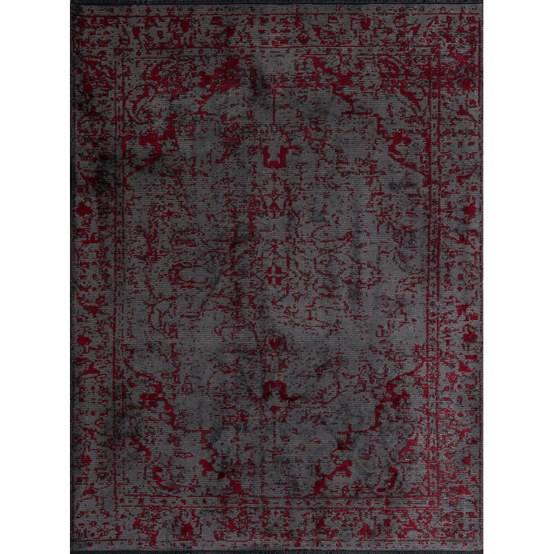 Gray/Red Oriental Luxury Area Rug, Rectangle 7'10" x 11'2"
