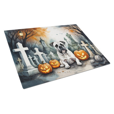 Boxer Spooky Halloween Glass Cutting Board Large