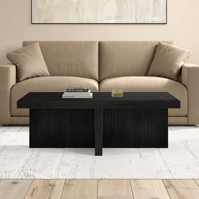Aday Pedestal Coffee Table, Black Grain