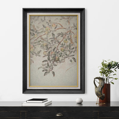 " IDEA4WALL Premium Framed Wall Art Olive Branch On Olive Tree Nature Wilderness Illustrations Fine Art Farmhouse/Country Decorative Rustic Vintage Antique Classic For Bedroom "