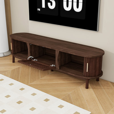Modern TV Stand with Sliding Doors and 3 Cabinets