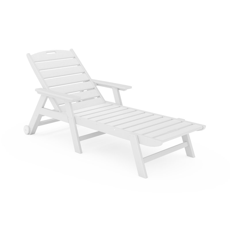 Chaise longue à dossier réglable Clairan, Destin - blanc