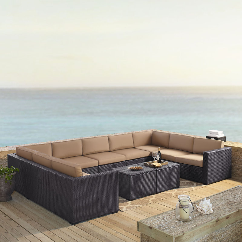 Arbedella 9 - Person Modular Patio Conversation Set with Cushions, Mocha