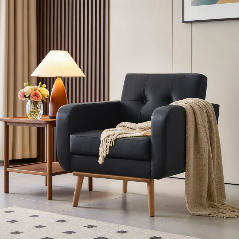 Fauteuil Analeah, Similicuir noir