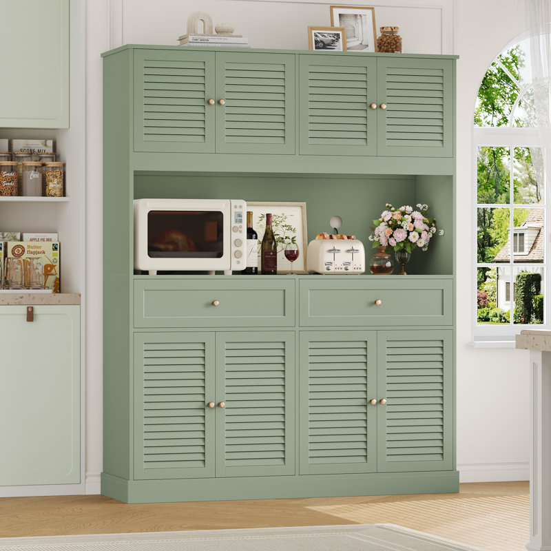  Kenilworth 70.9''H X 55.1"W Kitchen Pantry Cabinet with Microwave Shelf, Green