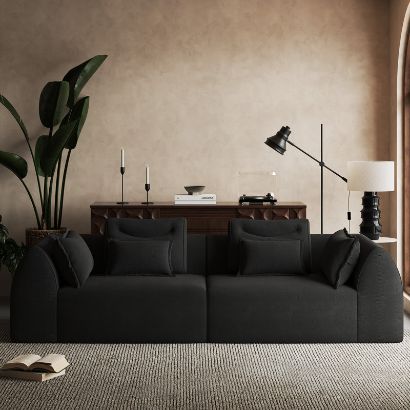 Canapé modulaire Boneless de 100 po de largeur, Noir