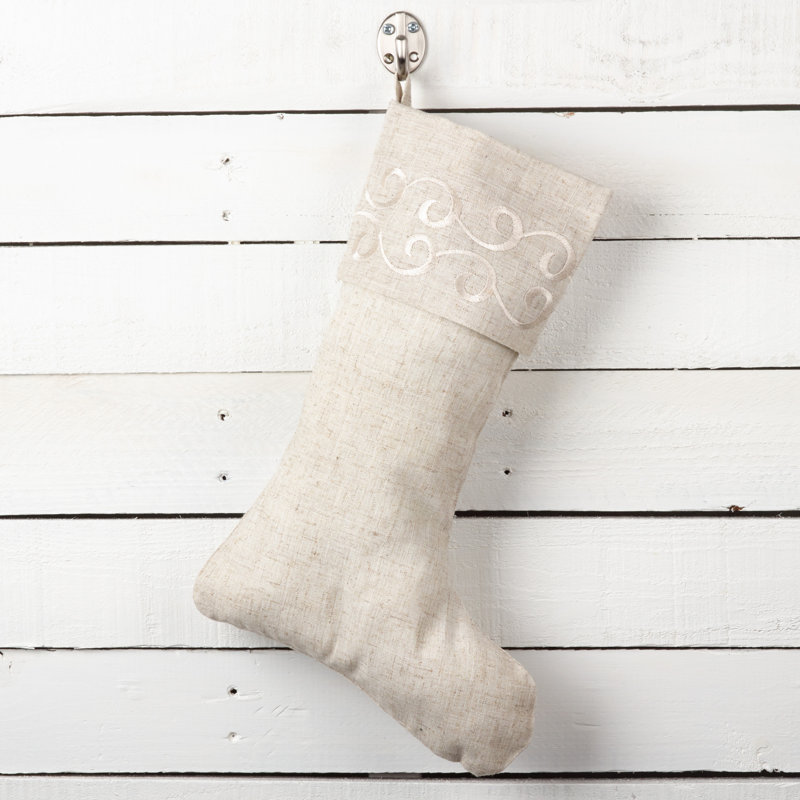 Denim Embroidered Swirl Stocking