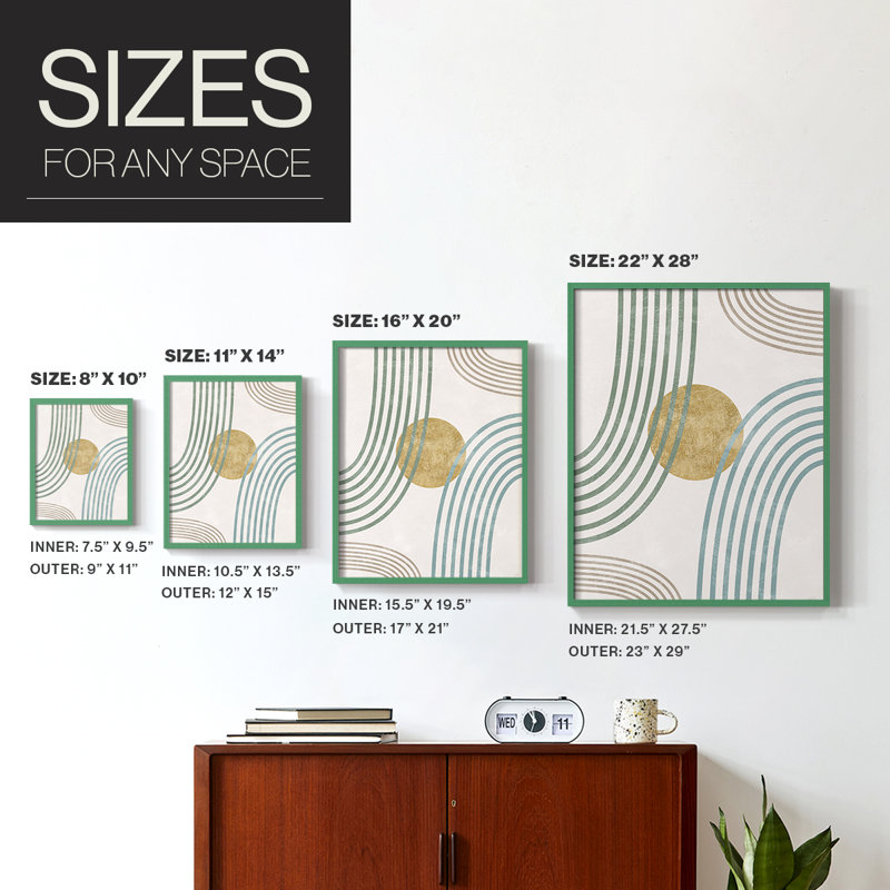Reproduction encadrée Modern Flow - bois massif, H 10 po x l 8 po, Vert
