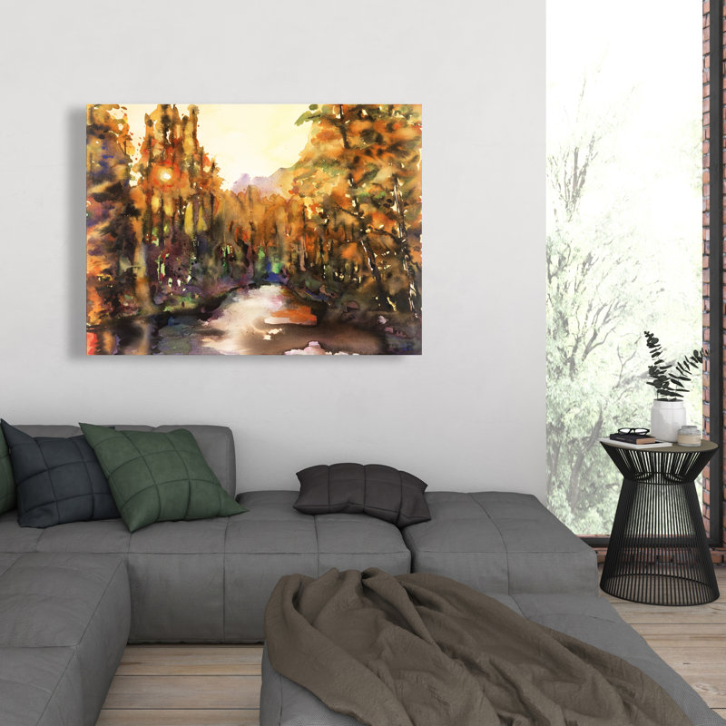 Merced River - Illustrative Trees Canvas for Home Decor
