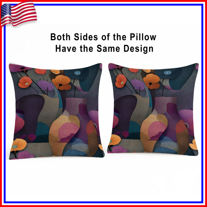 Coussin Floral, 14 X 14 pouces