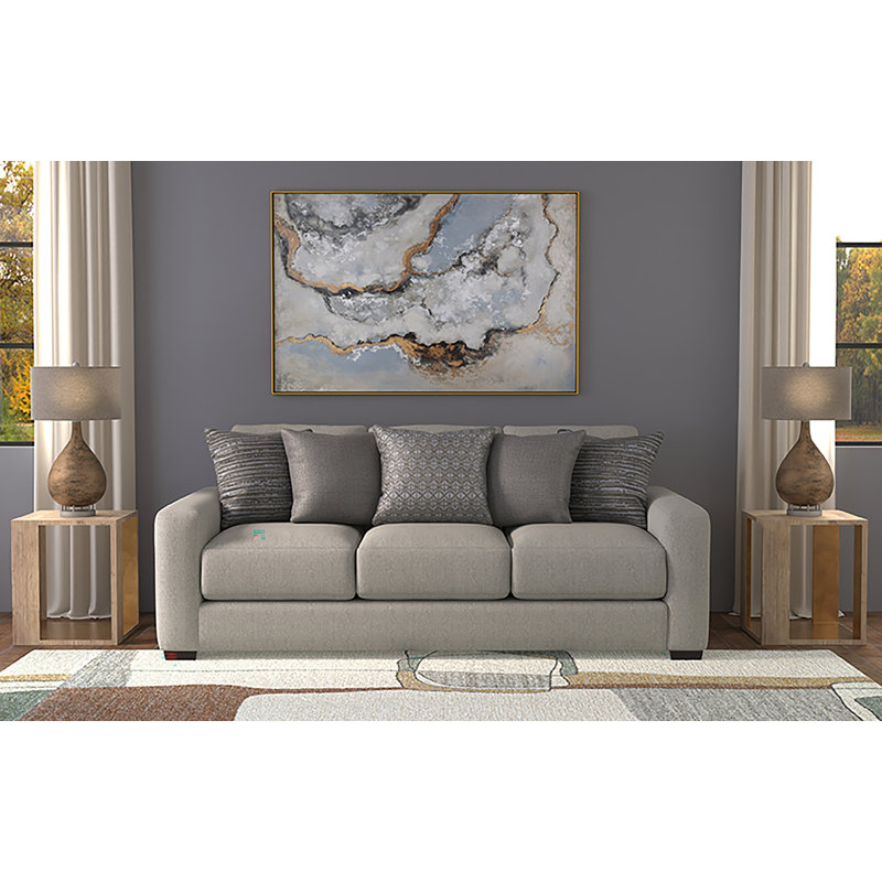 Canapé rembourré avec coussins décoratifs Ladonna, Gris