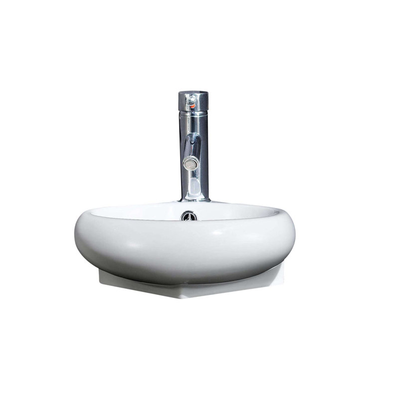 Lavabo de salle de bain de coin en céramique avec trop-plein 17" Modern