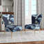 Damas / Abstrait / Motif - Chaise d'appoint rembourrée en velours traditionnel-73624352