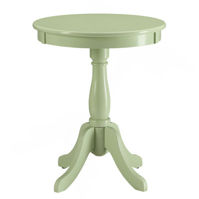 Light Green Side Table With Turned Pedestal