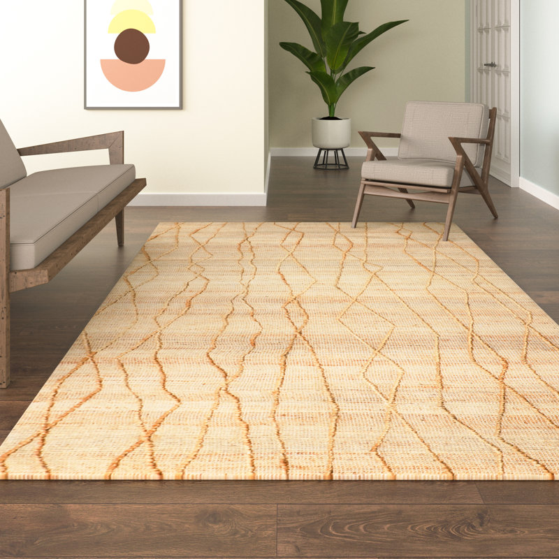 Ada Handmade Flatweave Jute/Wool/Cotton Area Rug in Brown, Rectangle 5' x 7'9"