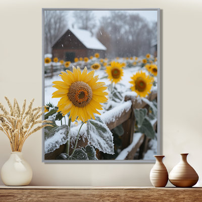 Gehlert Photo de tournesols dans la clôture de grange d'hiver II - tournesols, art mural