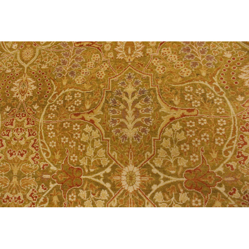Tapis oriental carré en laine vert clair / or 10 pi 2 po x 10 pi 2 po Aaru