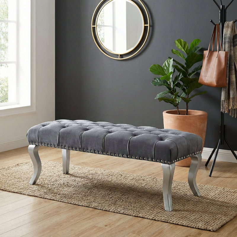 Banc rembourré 48 po Garza, Gris