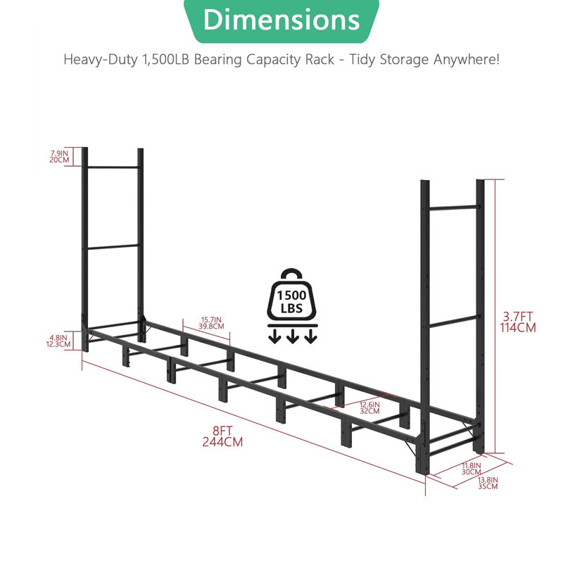 244cm W Iron Log Rack