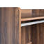 Commode brune, garde-robe ouverte avec rangement