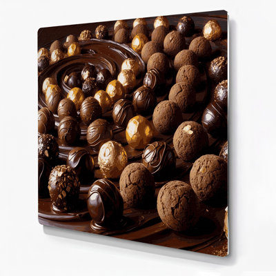Desserts, truffes au chocolat, art mural en métal noir