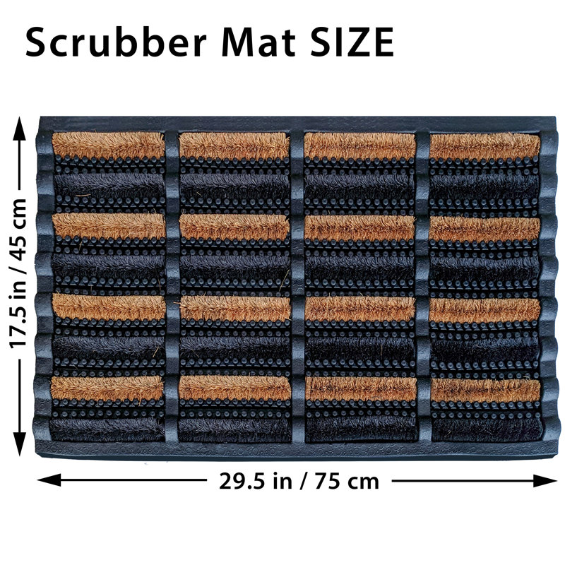 Tapis d'entrée / extérieur antidérapant Cadee, L 29,5 po x L 17,5 po, Bleu