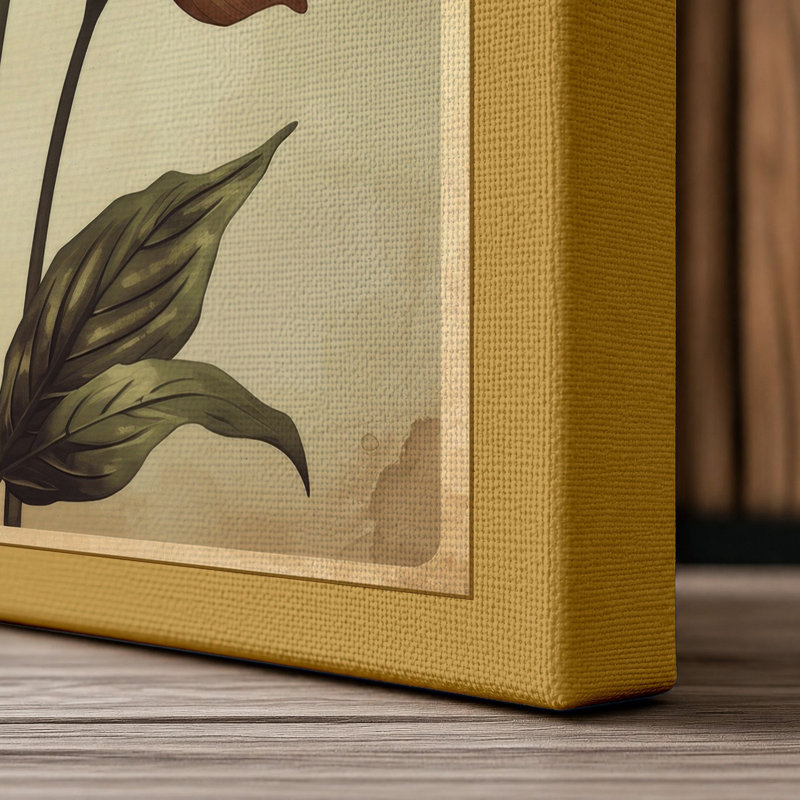 Carnation Studies Botanical - Wrapped Canvas, 36x24 - 91.4 x 61.0 cm, Ochre Border