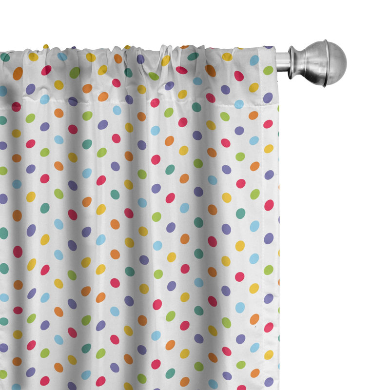 Polka Dots Semi-Sheer Rod Pocket Curtain Panels, 28" x 95"