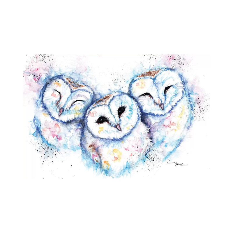 Sleepy Time Owls - Painting on Canvas, Wrapped Canvas, 45.72cm H x 66.04cm W x 1.91cm D