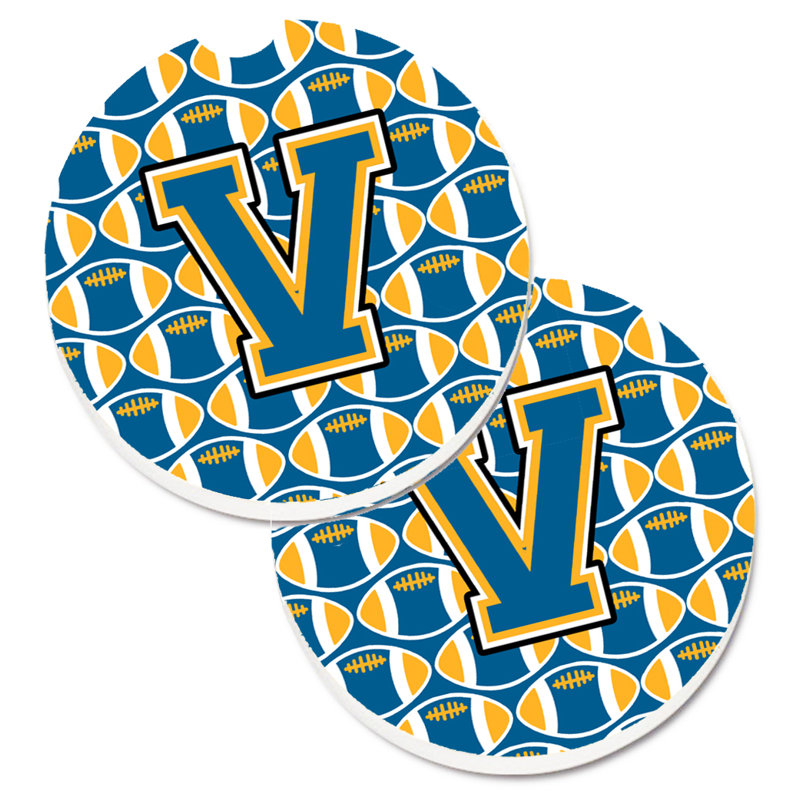 Sous-verre de football, V, Or / Bleu