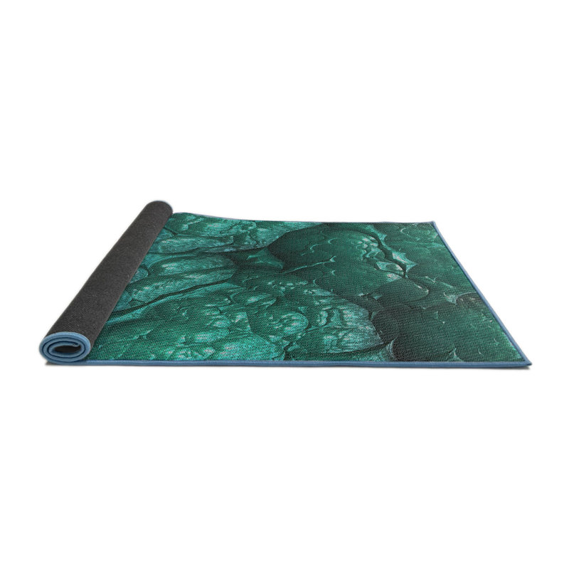 Tapis de zone verte à motifs aqua, Rond 8 pi