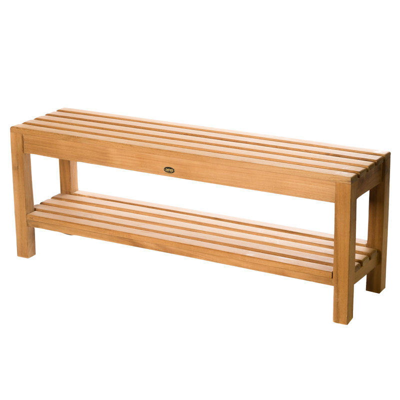Teak Shower Bench, 17.75" H x 47.25" W x 12.25" D