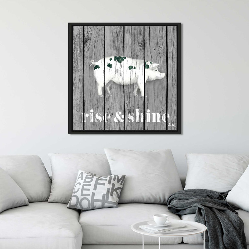 «Wood Farm Gray II», impression, H 31,5 po x l 31,5 po x P 2 po, Cadre flottant noir