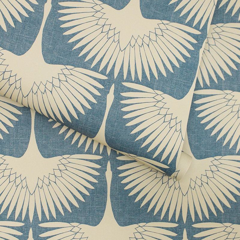 Mariko 16.5' L x 20.5" W Peel and Stick Wallpaper Roll, Denim Blue
