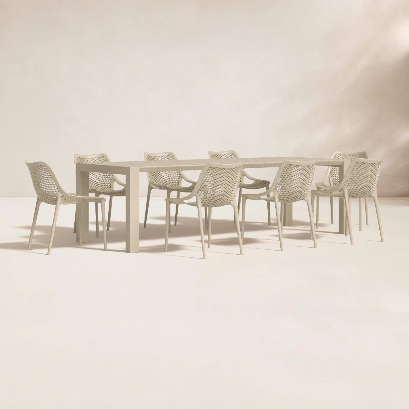 Farrah 102" Patio Dining Set, Taupe
