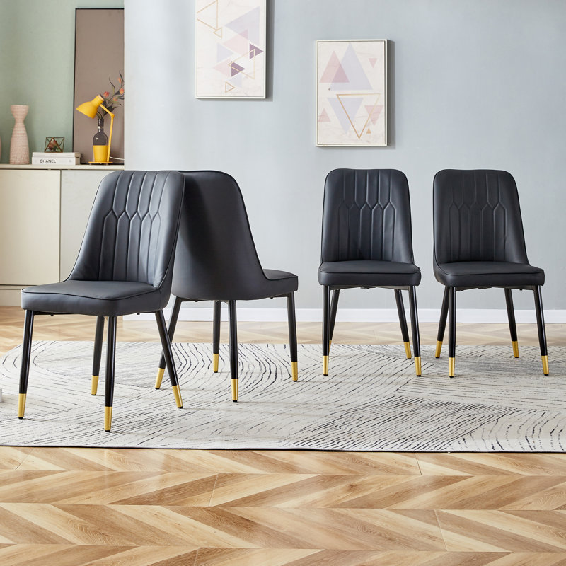 Shantai Unfinished Tufted Upholstered Back Side Chair, Black
