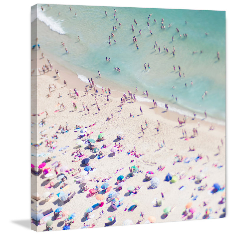 Beach Love II Blue and White Canvas Print
