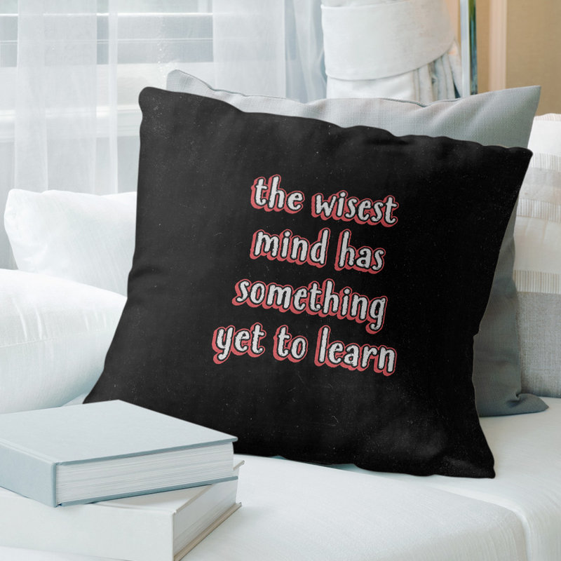 Coussin de style tableau d'apprentissage inspirant, 20 po x 20 po, Rouge, Polyester / bourre de polyester