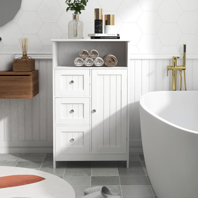 Armoire de rangement pour salle de bain avec 3 tiroirs et 1 porte