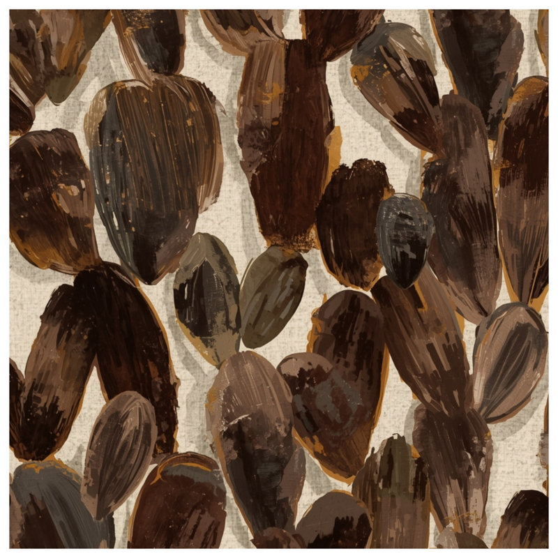 Couvertures brunes à motif de cactus, L 60 po x H 80 po